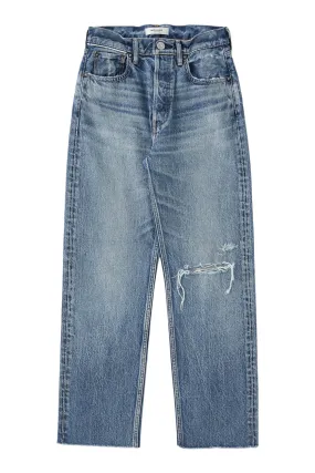 Moussy Denim Esplen Wide Straight Jeans in Blue