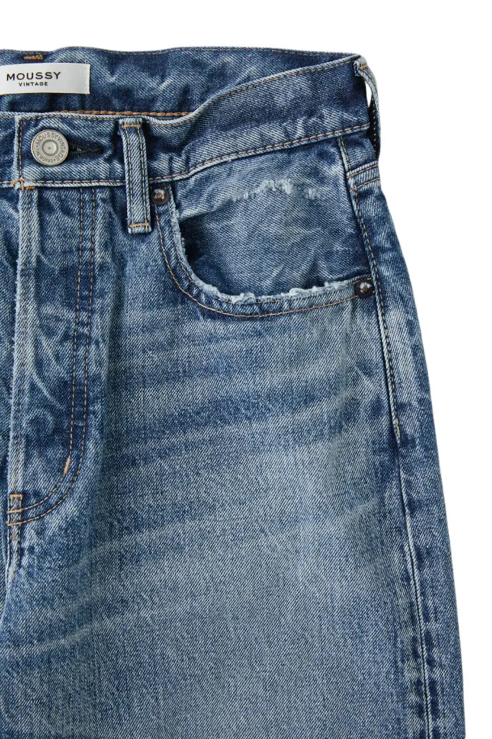 Moussy Denim Esplen Wide Straight Jeans in Blue