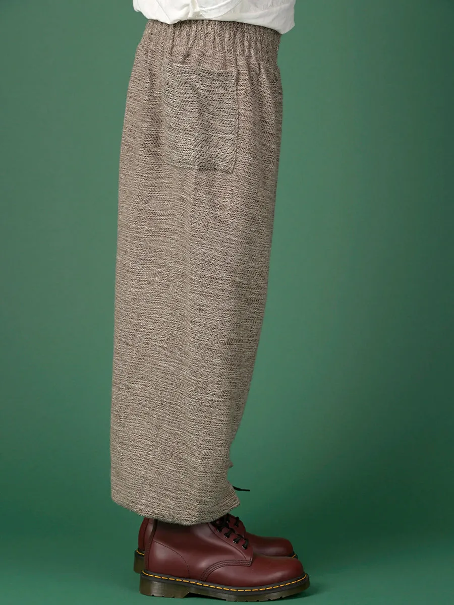 Oatmeal Textured Wool Harem Pants - High Crotch