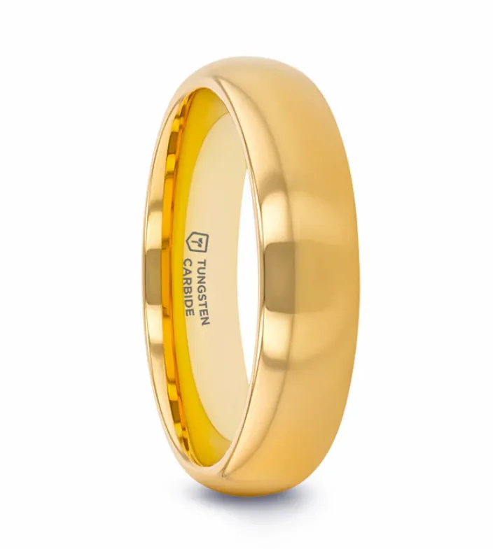 ORO Traditional Domed Gold-Plated Tungsten Carbide Wedding Ring