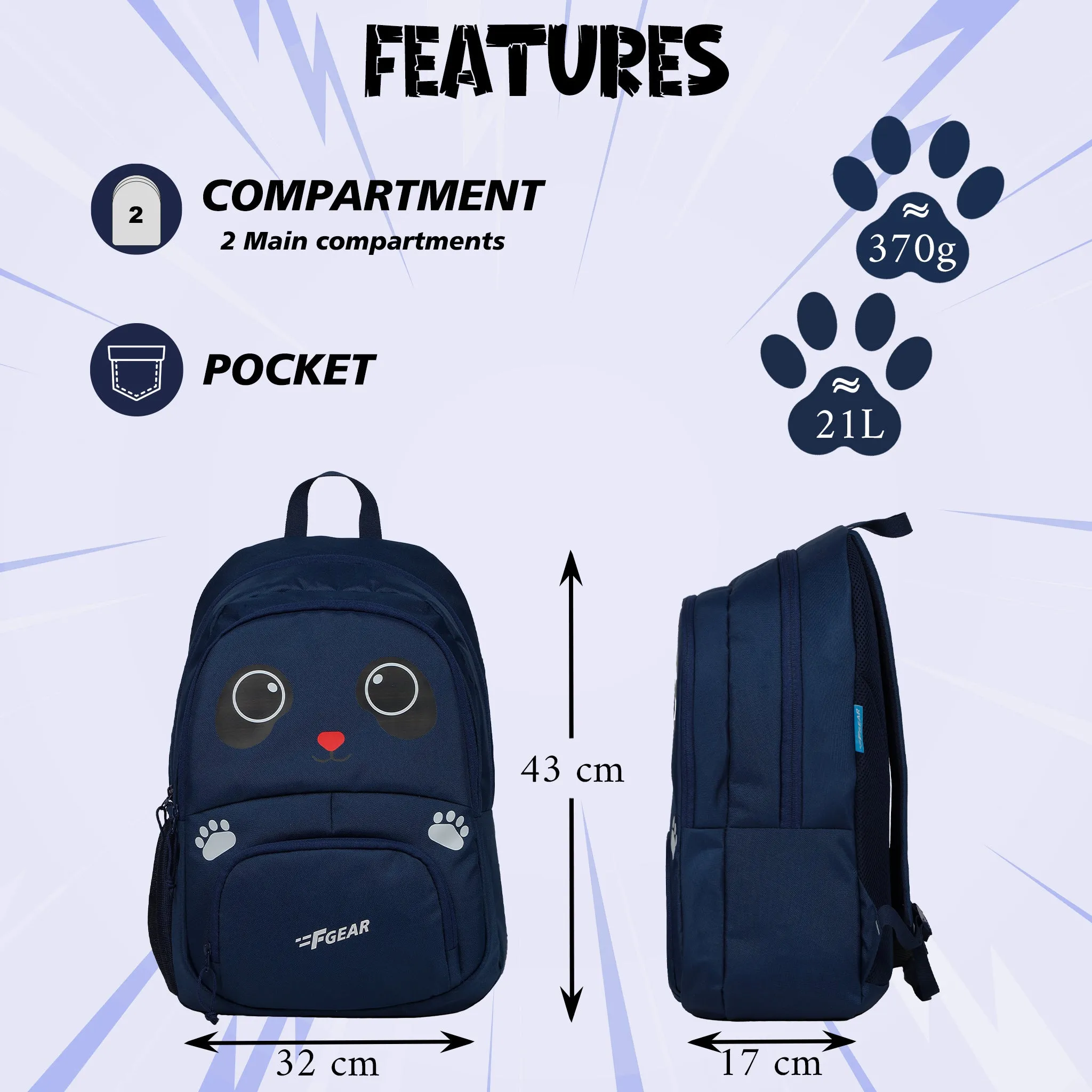 Paw Navy Blue 21L Backpack