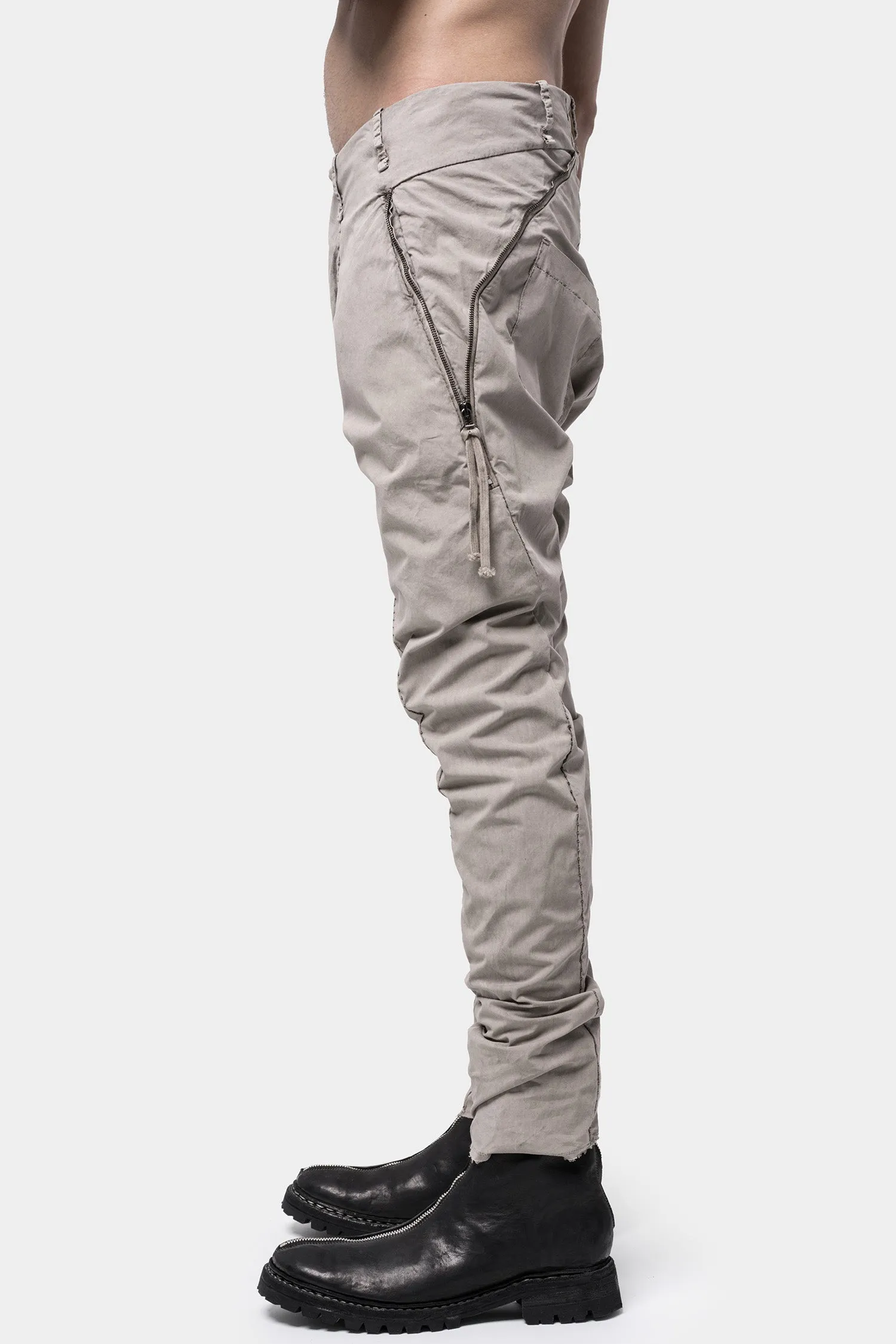 Poplin split zip pants, Shale