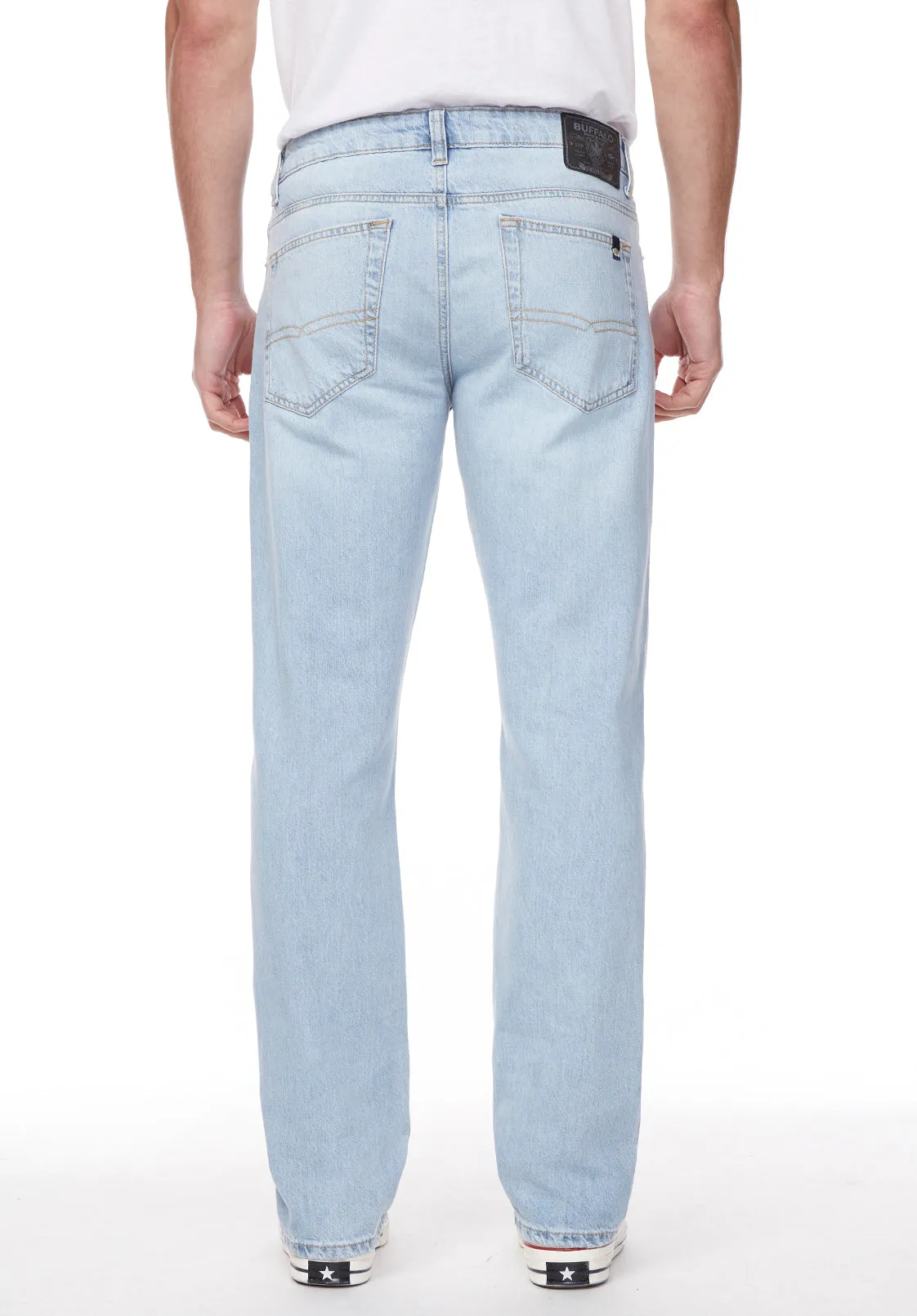 Relaxed Straight Driven Men's Jeans in Crinkled and Sanded Light Blue - BM22922