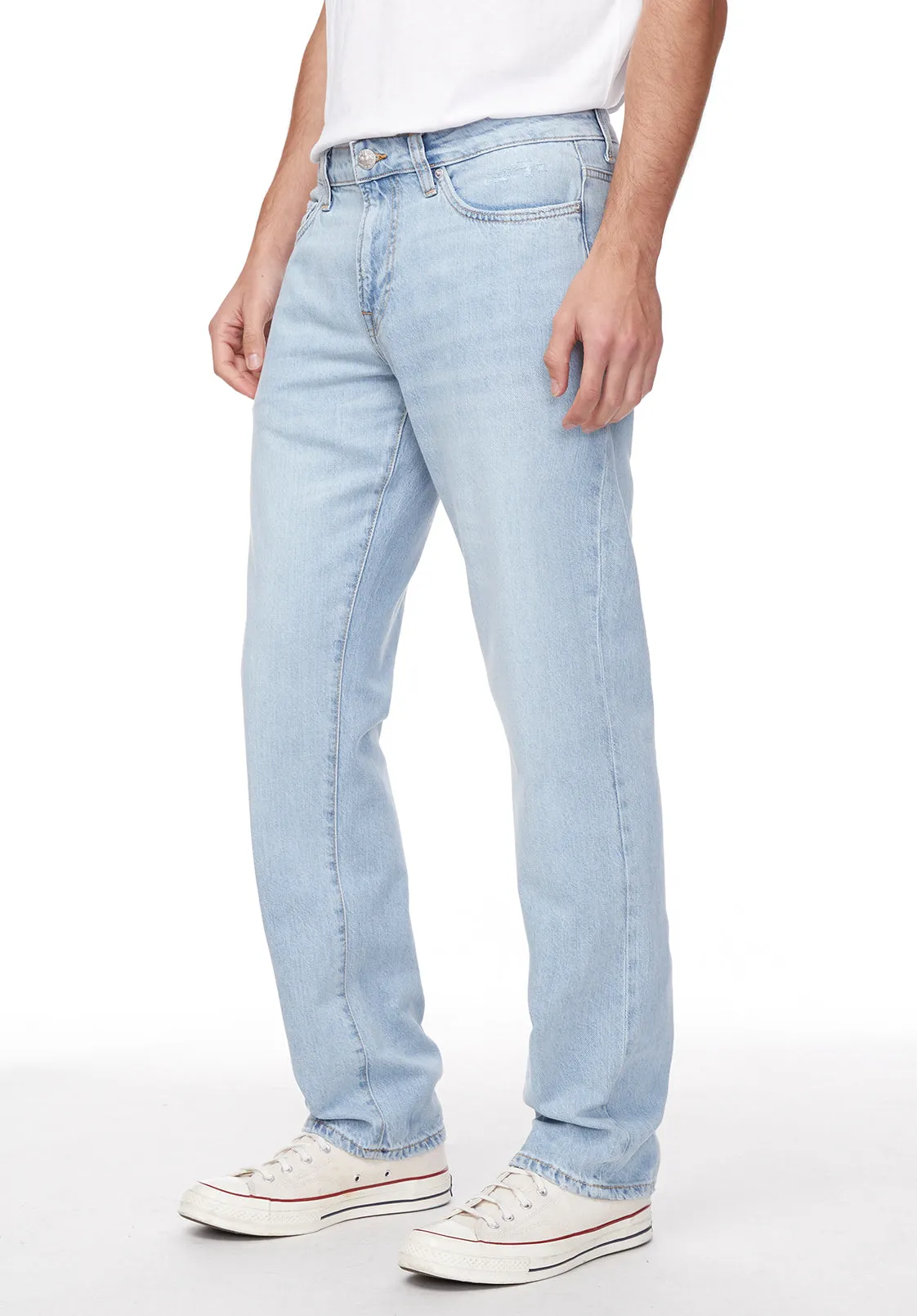 Relaxed Straight Driven Men's Jeans in Crinkled and Sanded Light Blue - BM22922