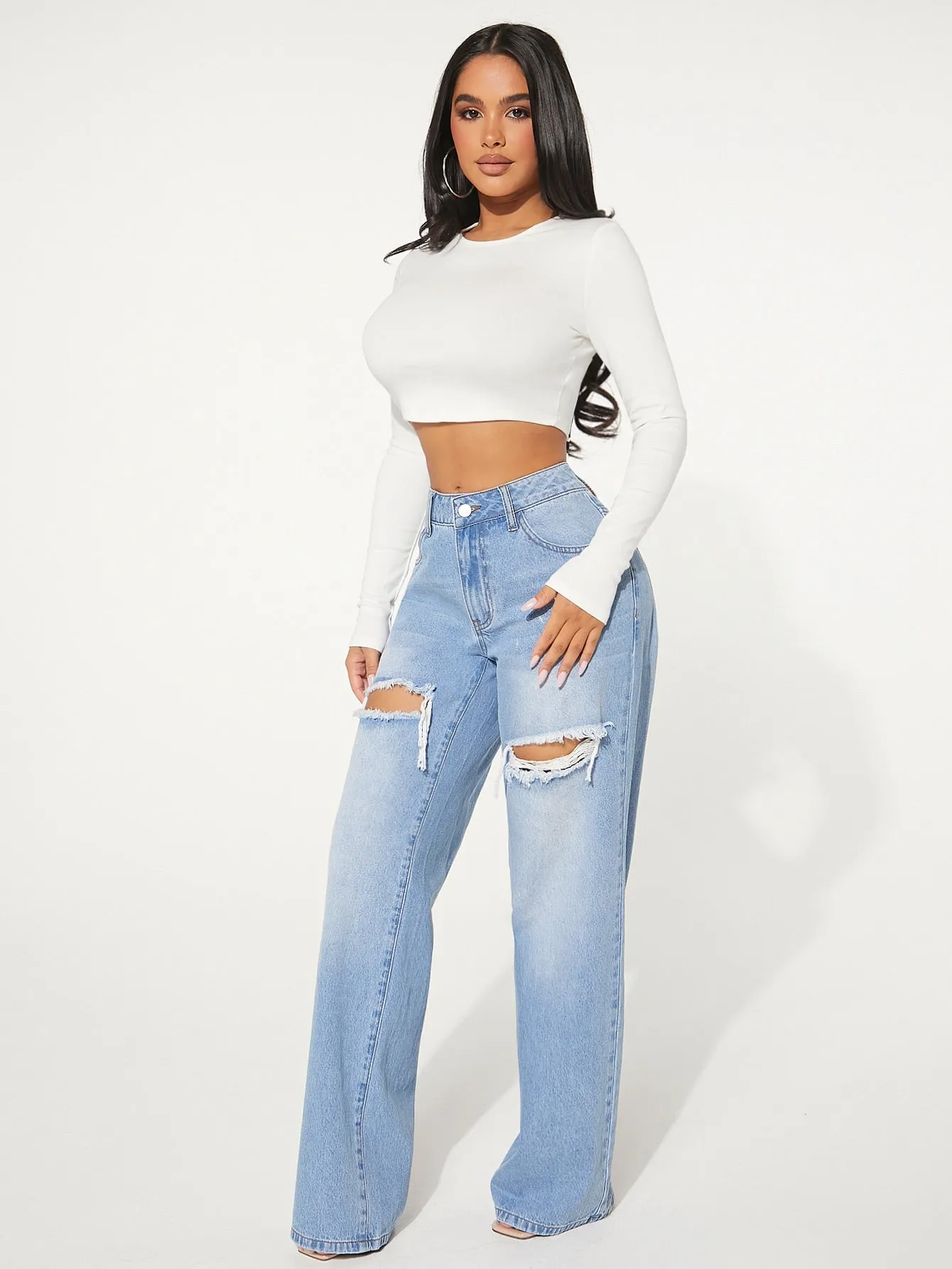 Ripped Wide Leg Jeans