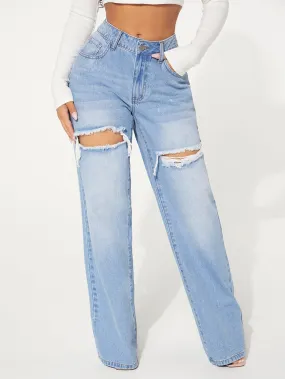 Ripped Wide Leg Jeans