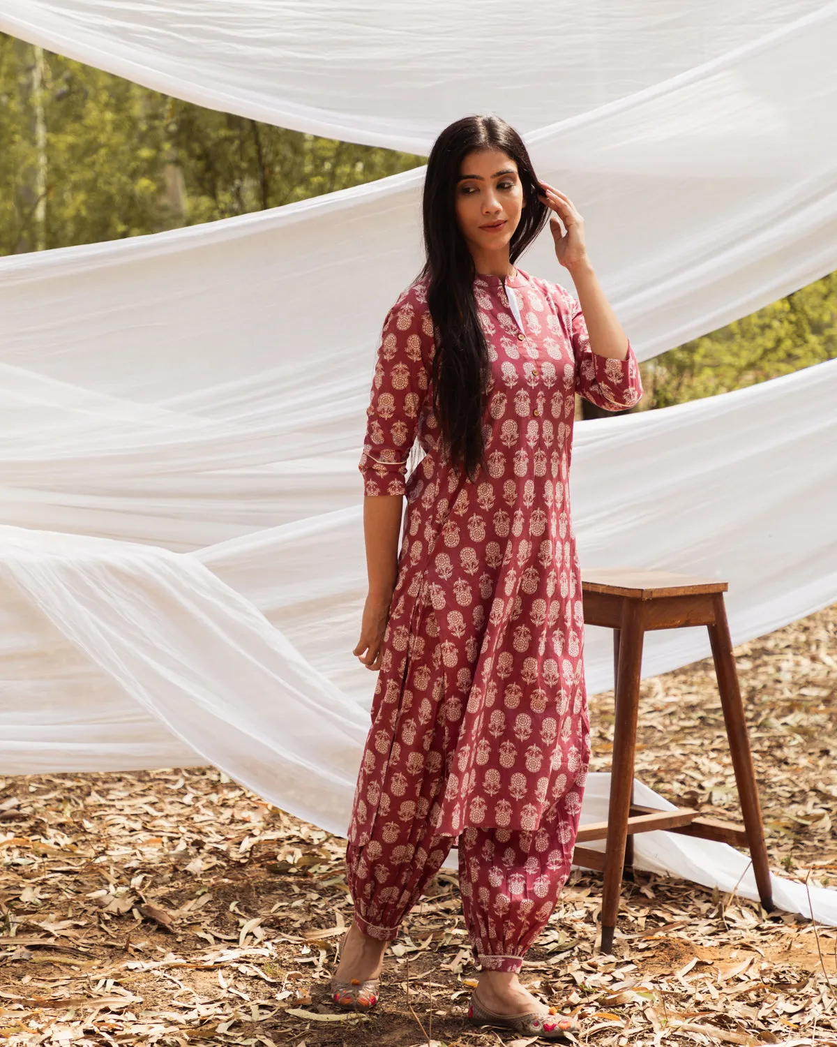 Samiya Asymmetric Elegance: Kurta with Harem Pant Set of 2