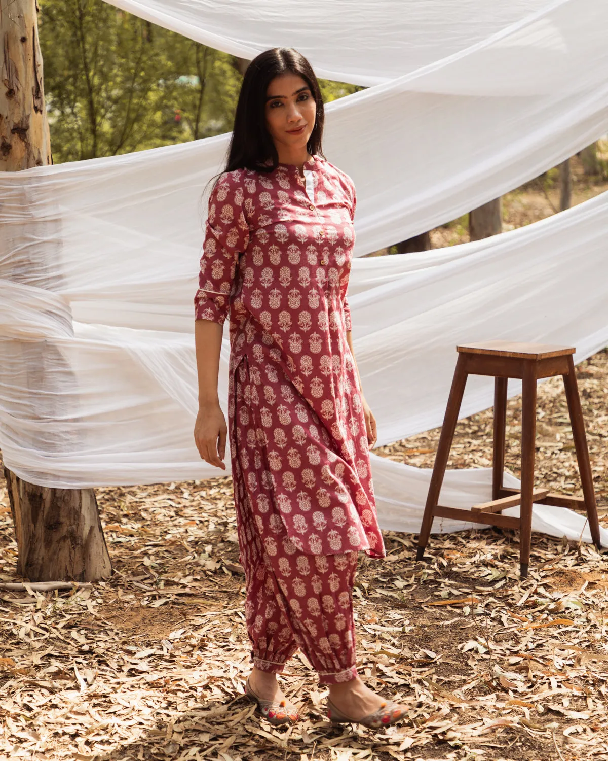 Samiya Asymmetric Elegance: Kurta with Harem Pant Set of 2