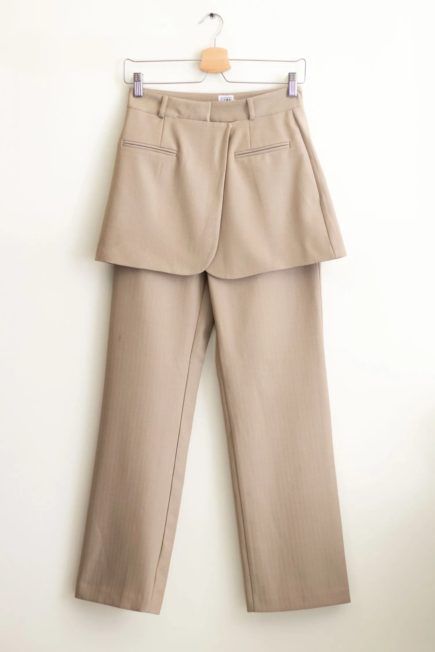 Skirt Overlay Suit Pants in Beige