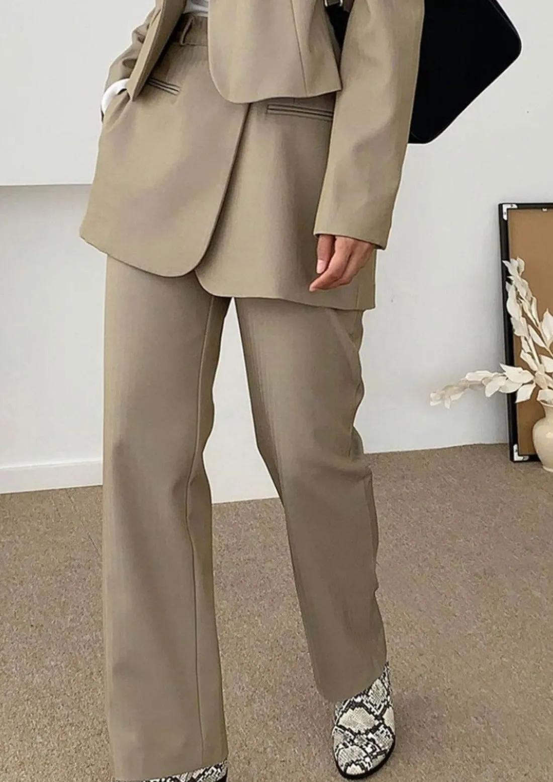 Skirt Overlay Suit Pants in Beige