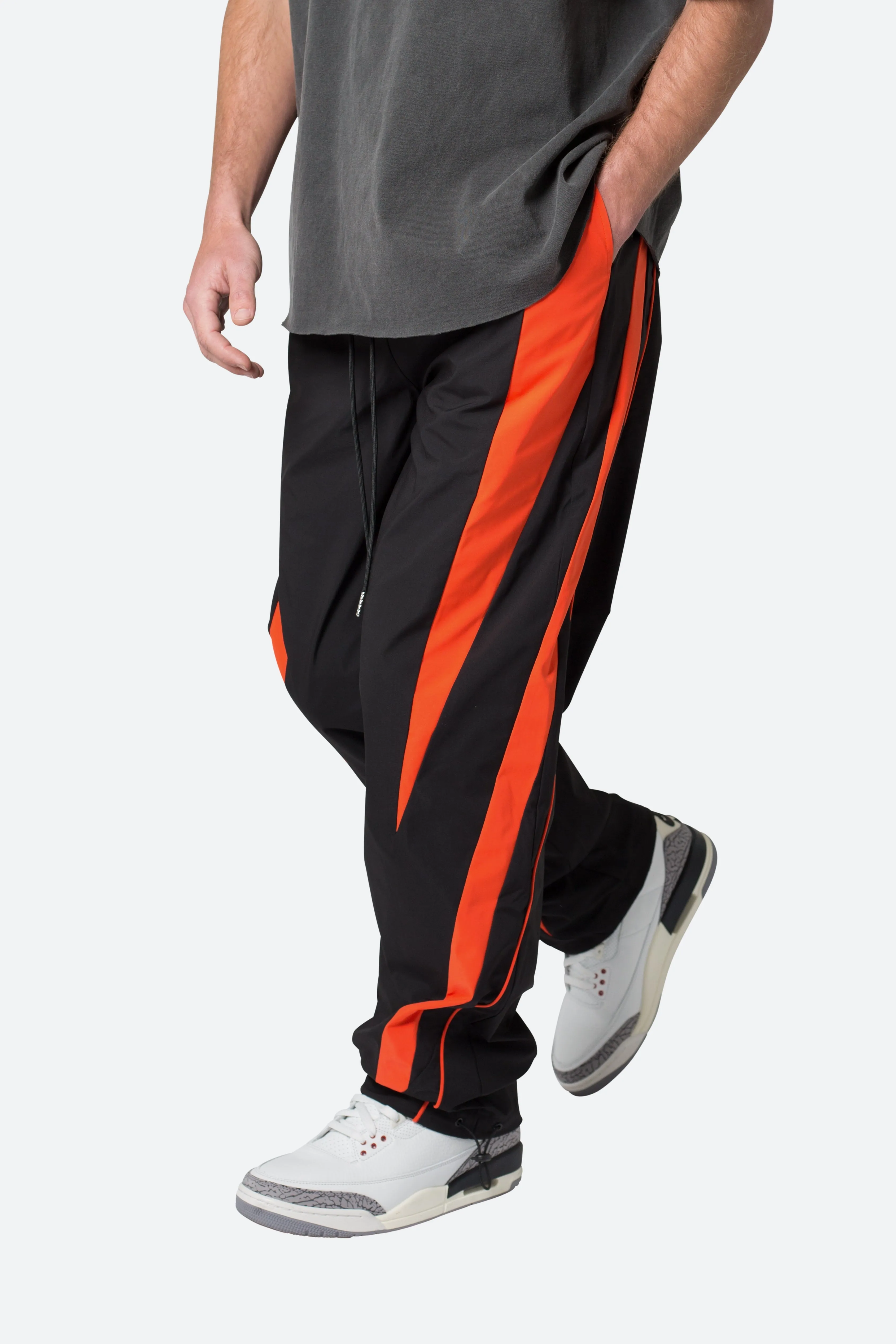 Striped Track Pants - Black/Orange