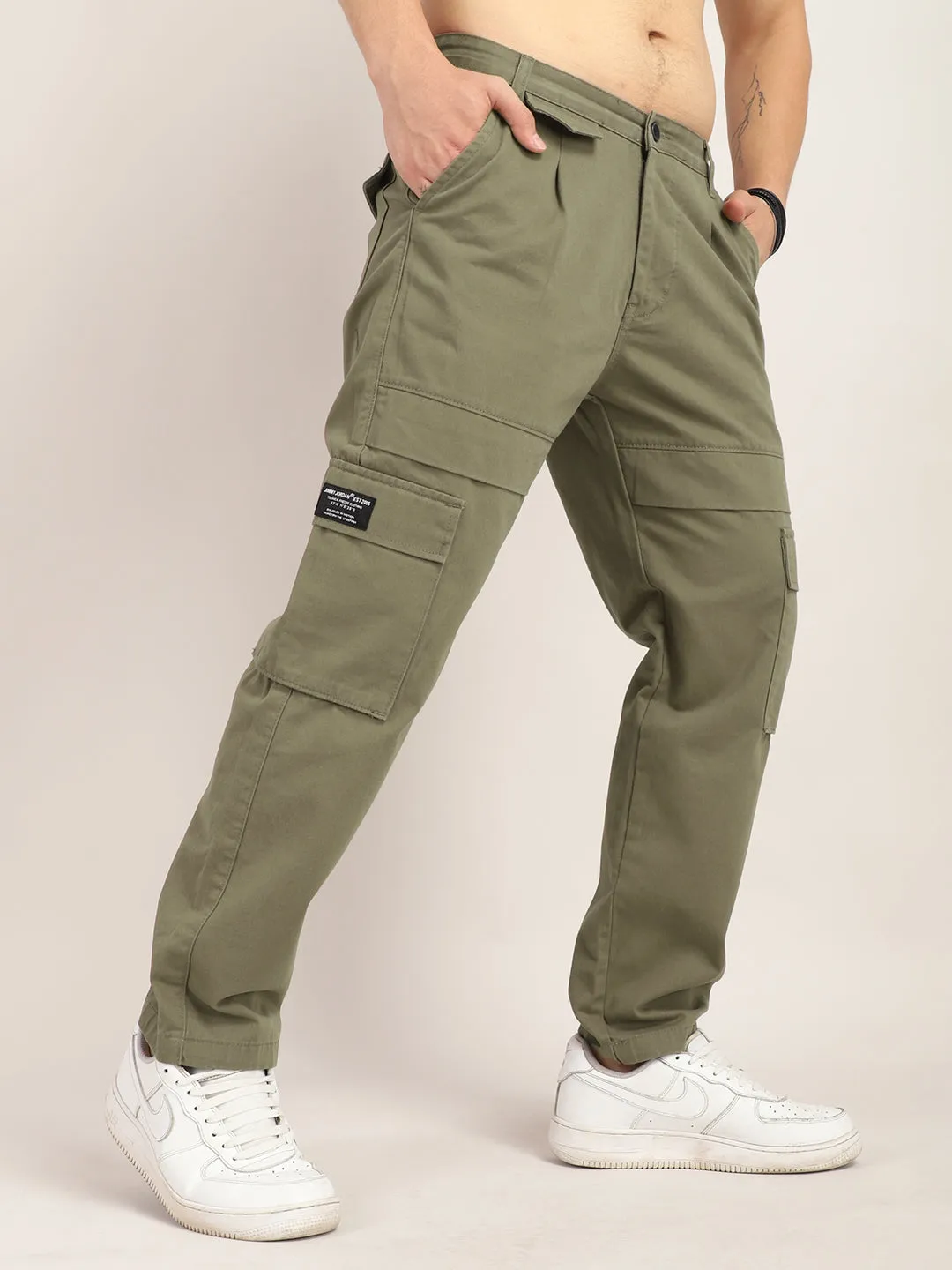 Trippy Brown Baggy Fit Denim Cargo