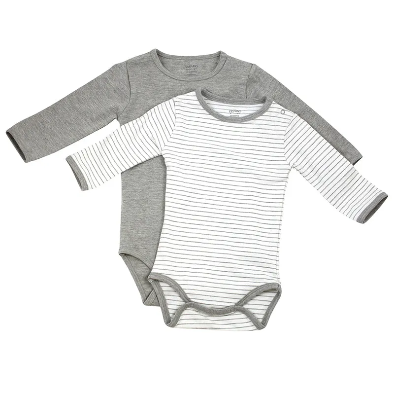 Venice Stripe Jersey Long Sleeve Romper Bodysuit - 2 Pack (2 Colors)