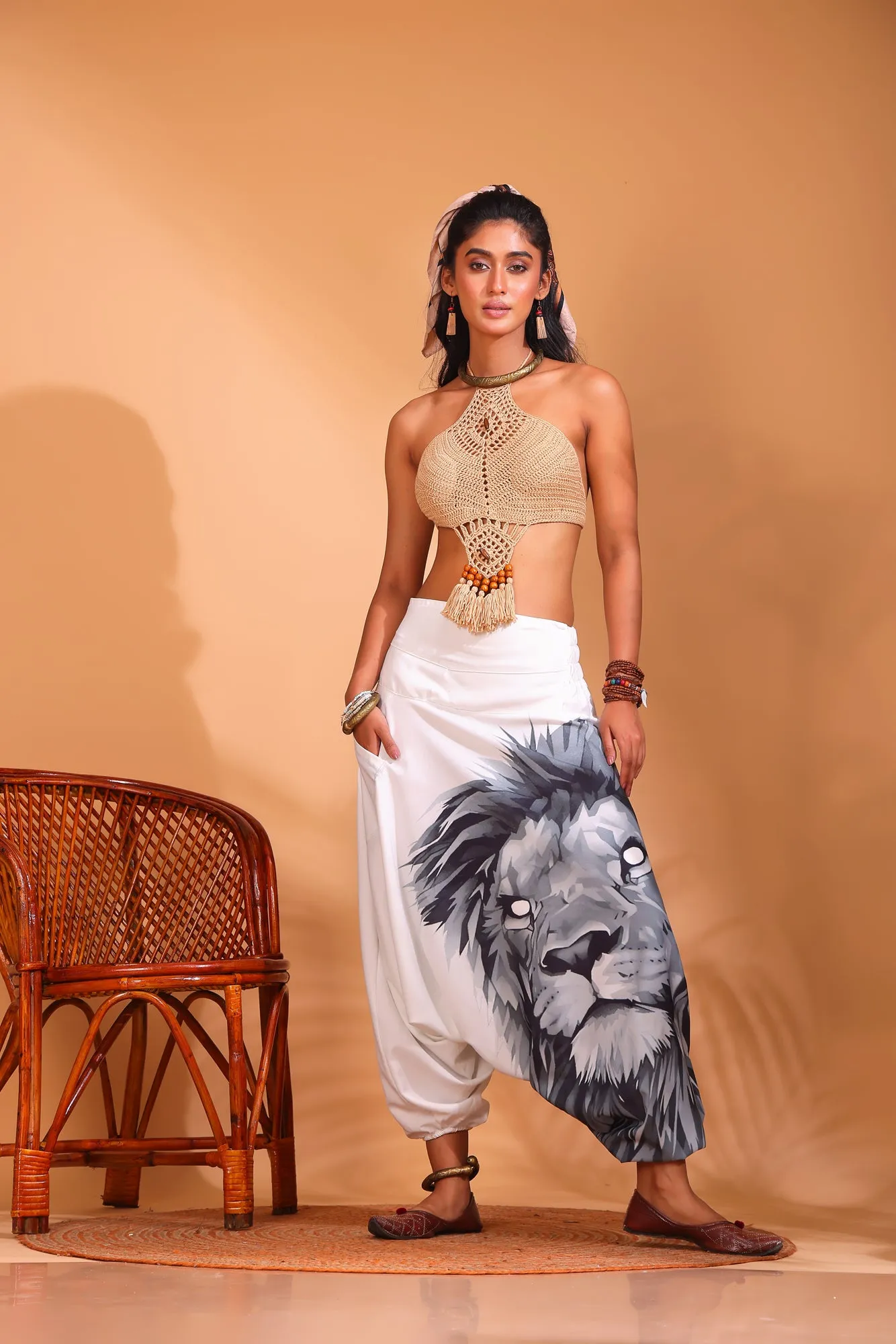 White Lion Unisex Harem Pant