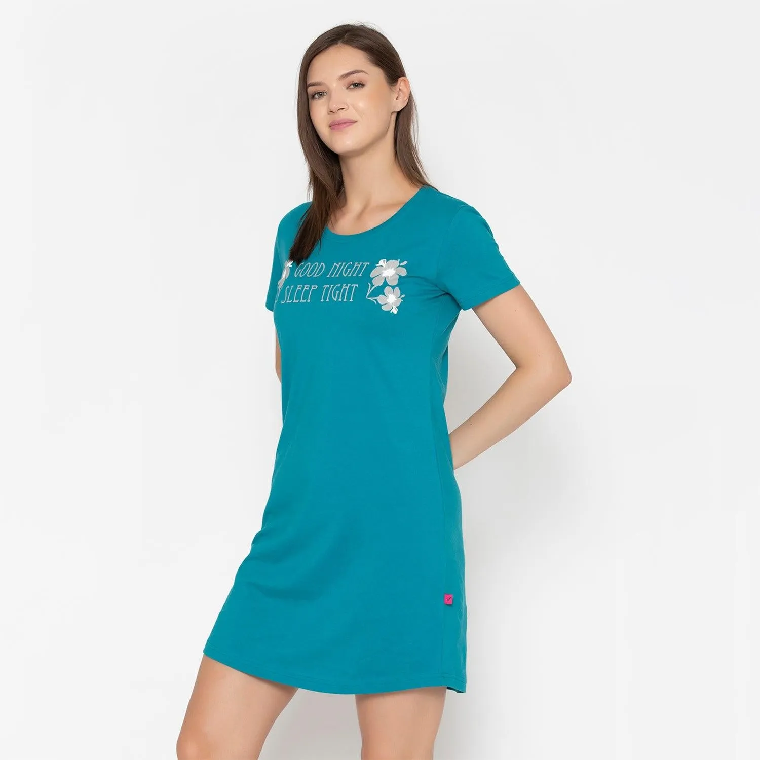 Women Cotton Sleepshirt - Harbour Blue