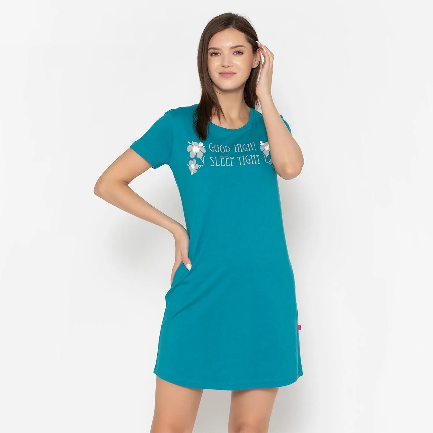 Women Cotton Sleepshirt - Harbour Blue