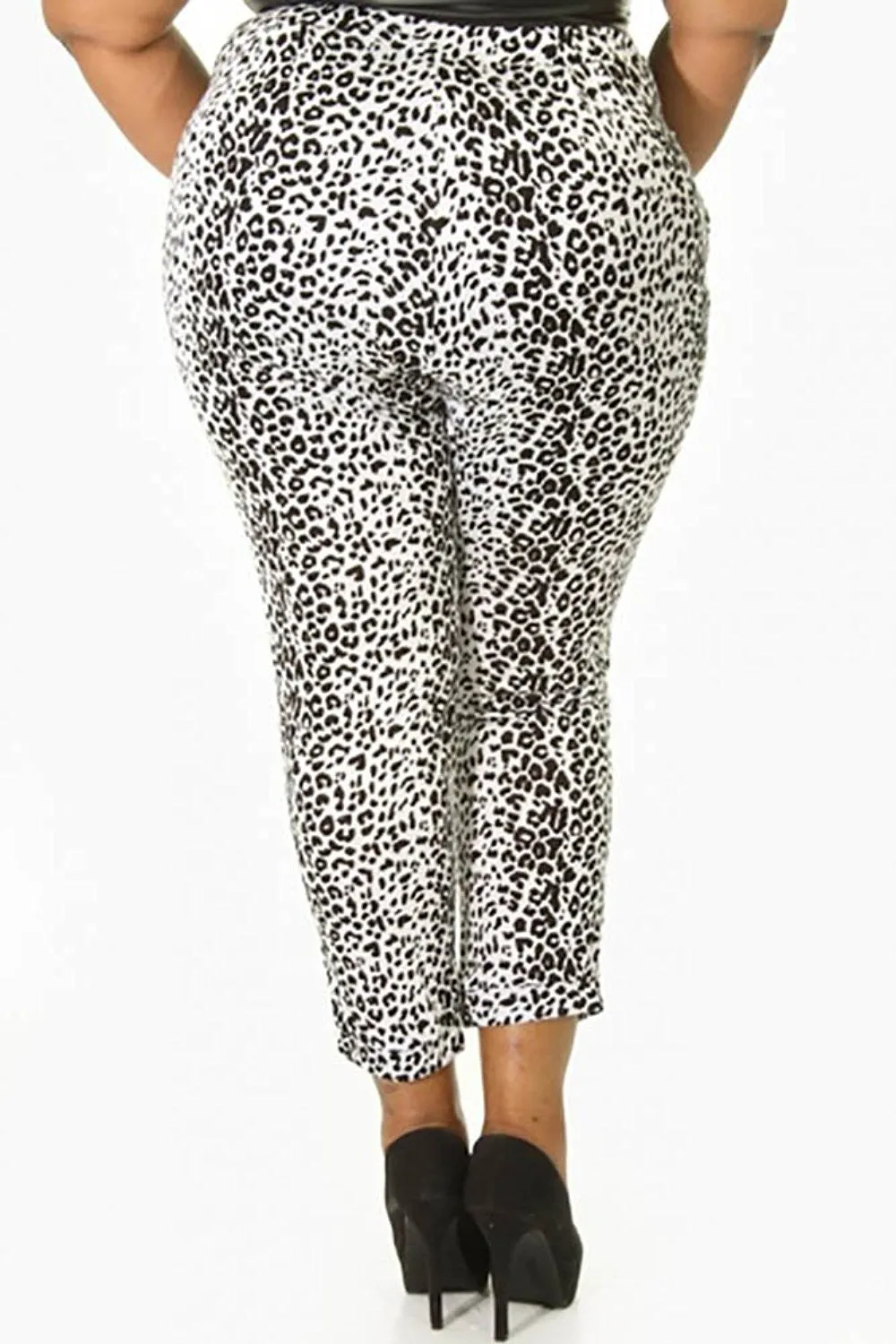 Womens Plus Size Leopard High Waist Casual Pant Bottoms USA